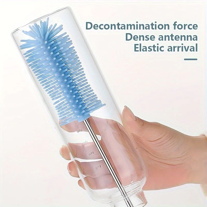 Silicone Rotating Bottle Brush with Stainless Steel Handle