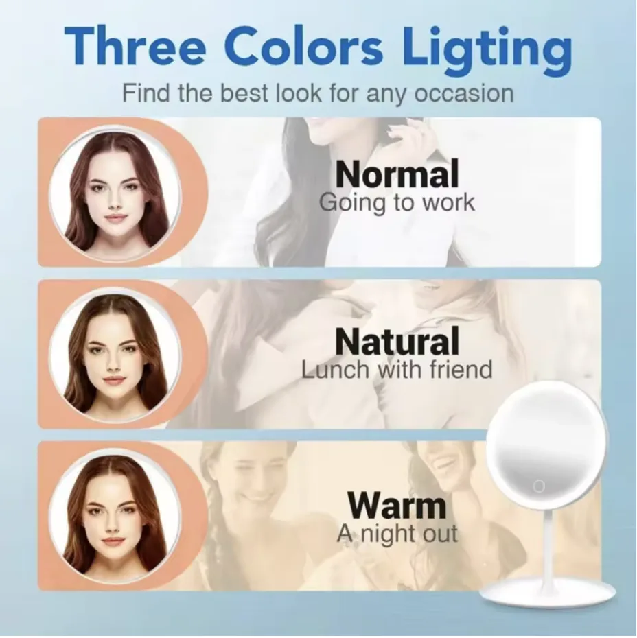 مرآة مكياج بإضاءة LED
