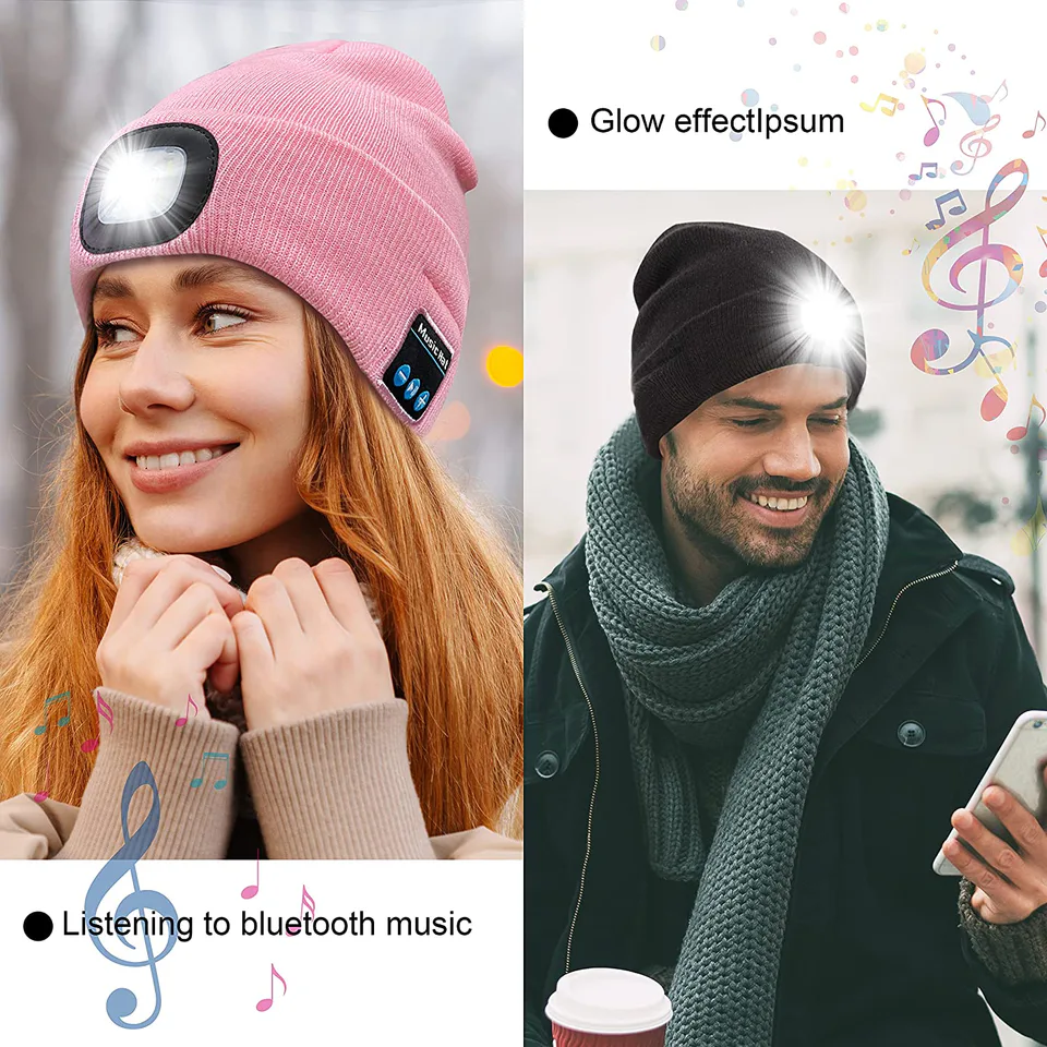 Unisex Bluetooth Led Beanie Hat with Light