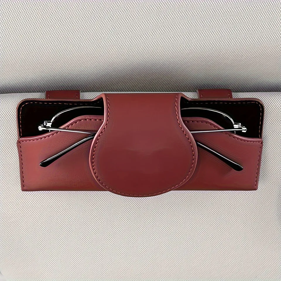 Magnetic Leather Car Visor Glasses Holder Clip