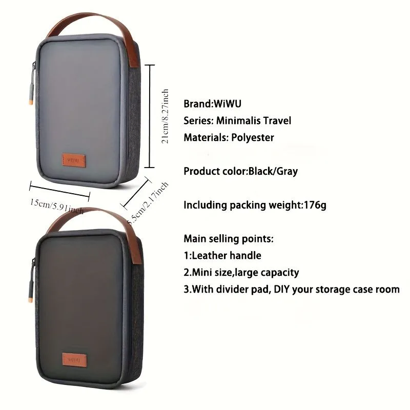 Gray Tech Travel Organizer Bag - Durable & Stylish Storage
