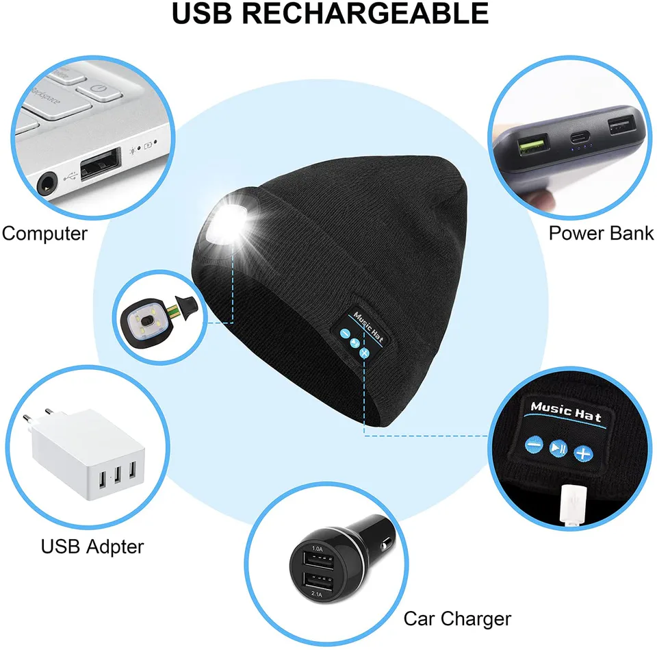Unisex Bluetooth Led Beanie Hat with Light
