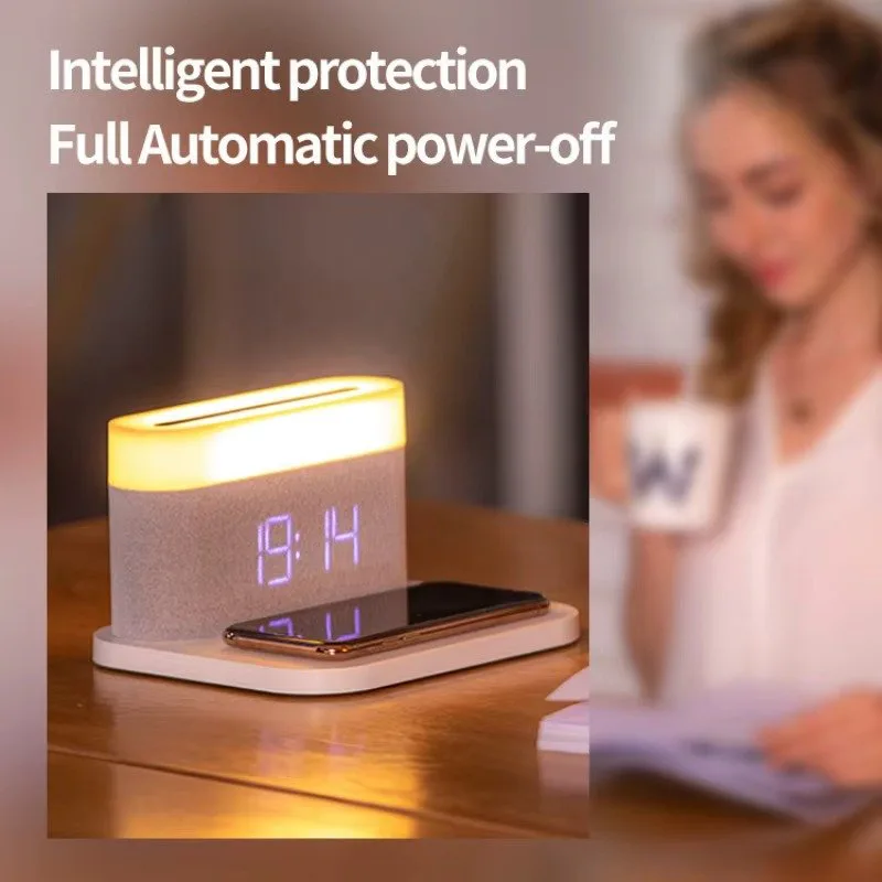 Digital Alarm Clock with 15W Wireless Charger & Night Light