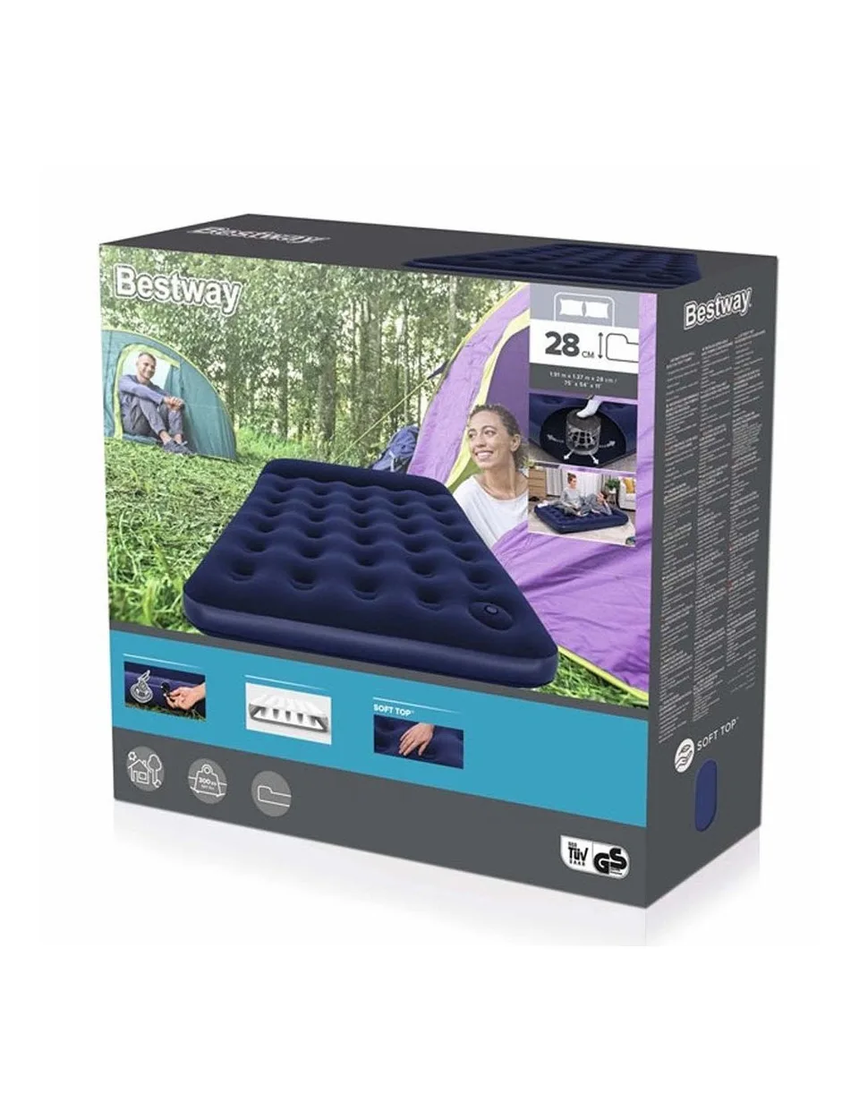 Double Easy Inflate Air Bed Blue