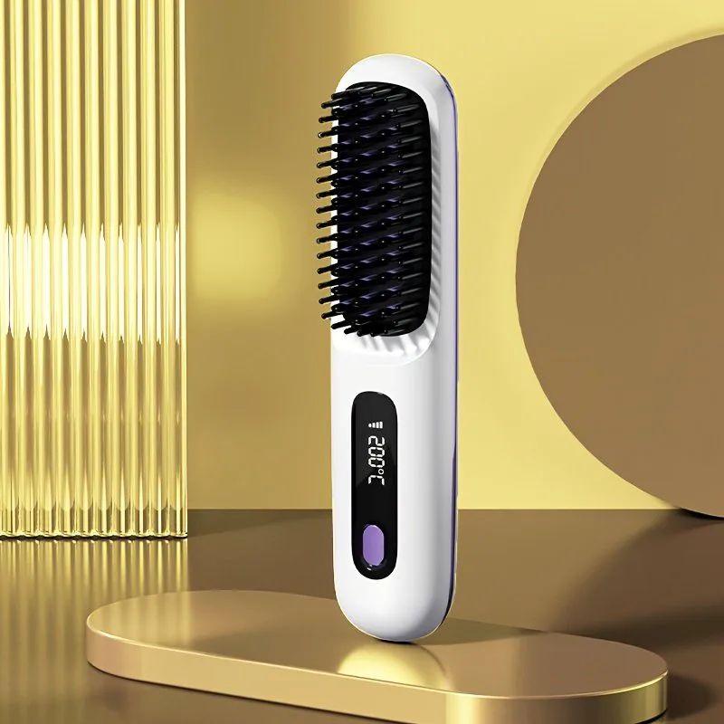مشط شعر لاسلكي بتقنية التسخين السريع وشاشة LED