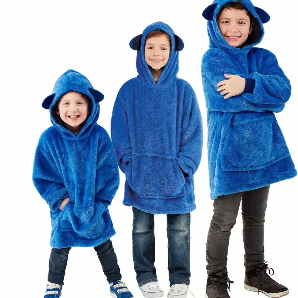 Animal-Themed Hoodie Blanket for Kids