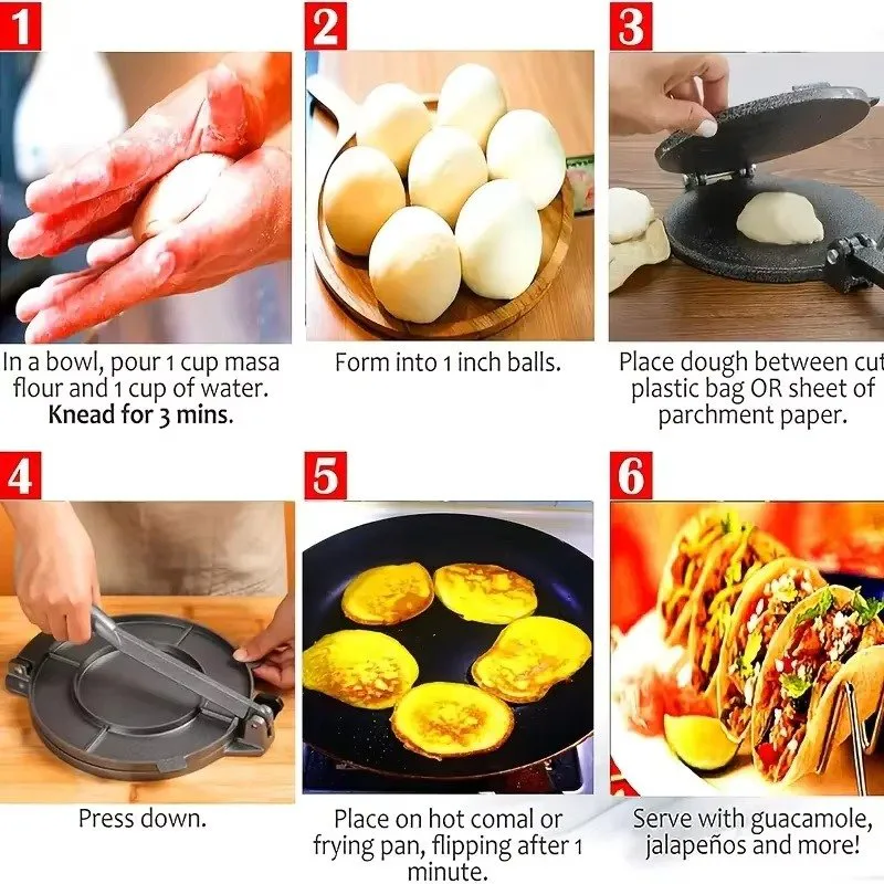 Manual Corn Tortilla Press – Aluminum Alloy Dough Maker