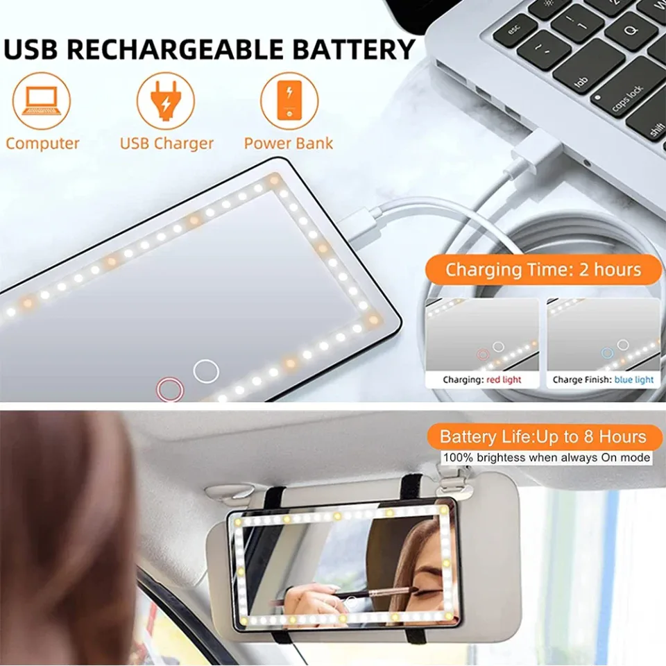 Car Visor Vanity Mirror with LED Lights