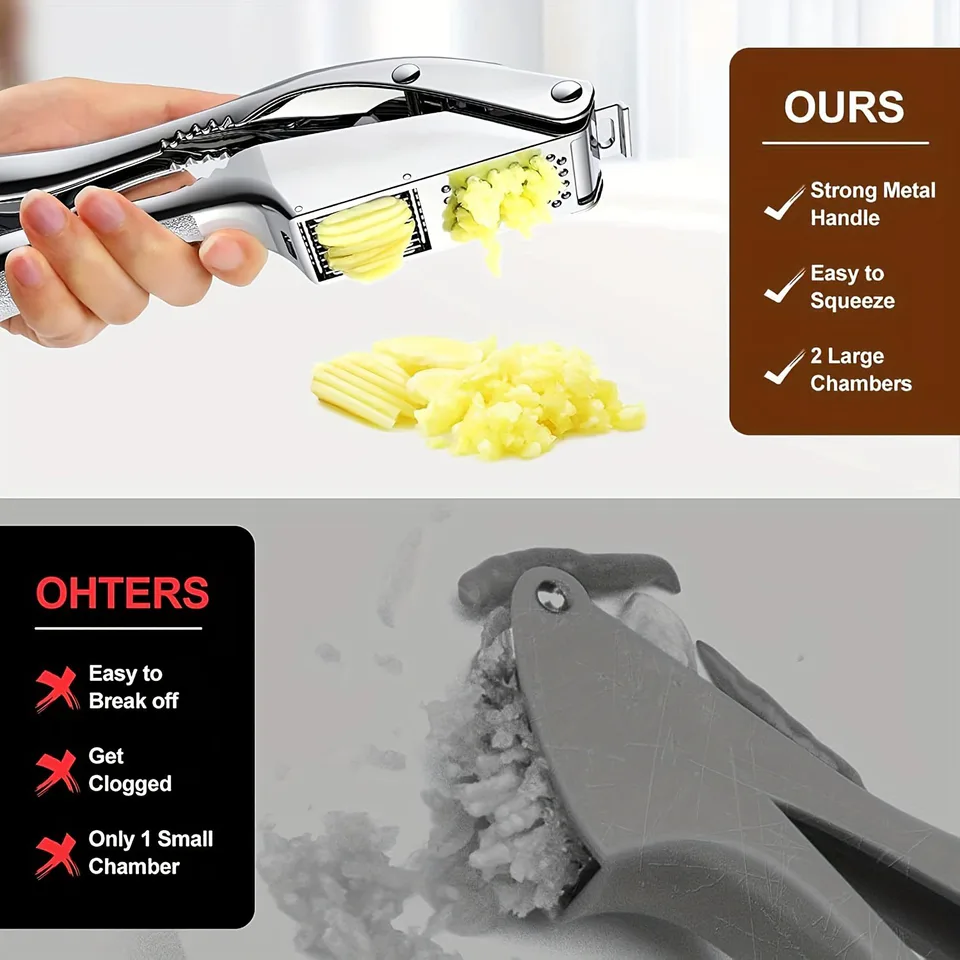 Versatile Stainless Steel Garlic Press & Nut Cracker