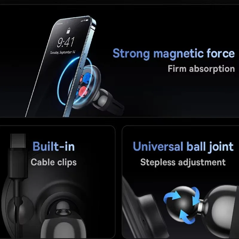 Magnetic Phone Holder Attached Cable Drop