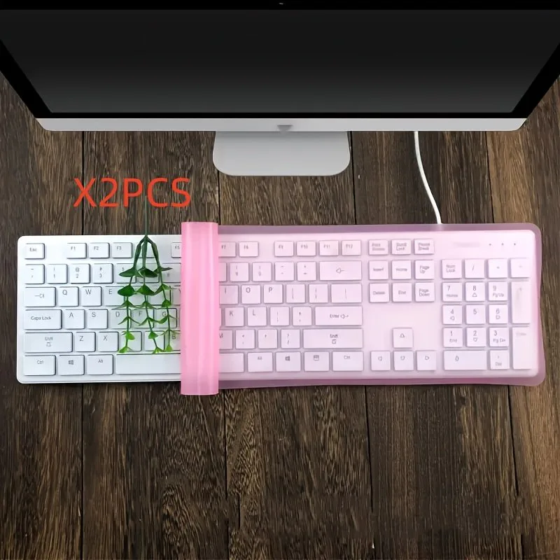 Transparent Silicone Keyboard Cover 2-Pack: Dust & Water