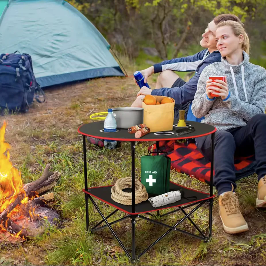 Folding Table with 4 Cup Holders