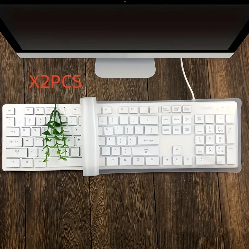 Transparent Silicone Keyboard Cover 2-Pack: Dust & Water