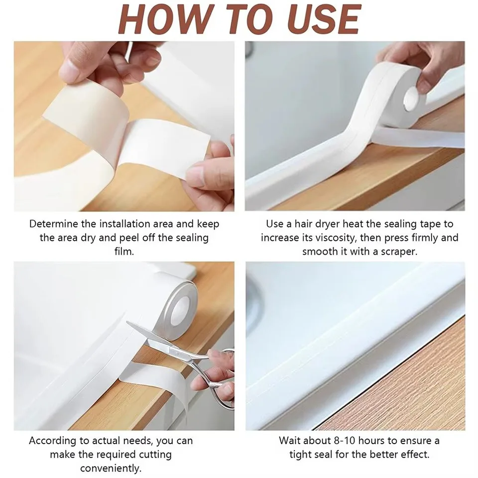 Tub and Wall Sealing Tape – Waterproof PVC Adhesive Caulk Strip (3m)