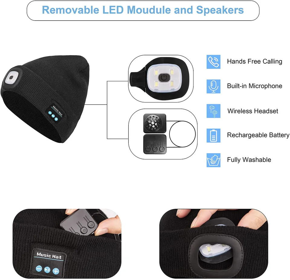 Unisex Bluetooth Led Beanie Hat with Light