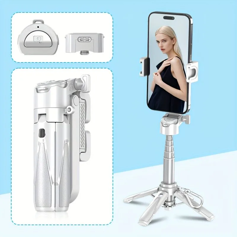 Compact 3-in-1 Wireless Selfie Stick with USB Charging