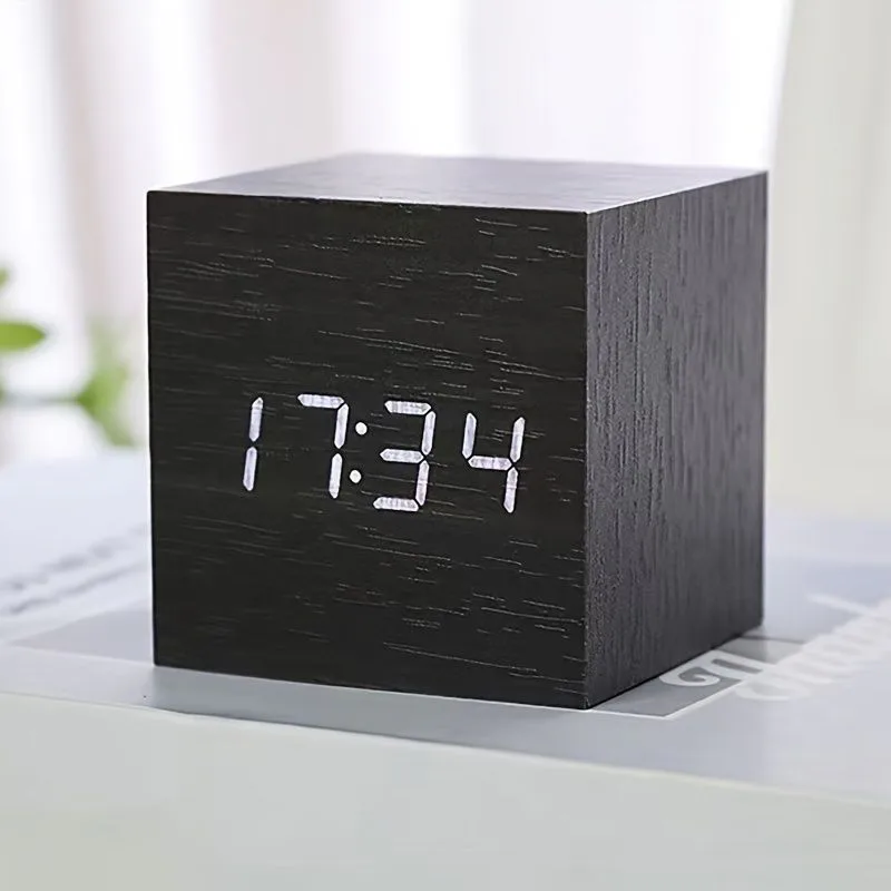 Smart Wooden Alarm Clock with Voice Control LED Display