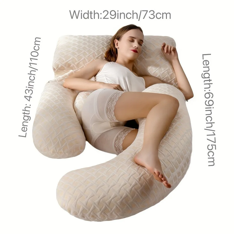 Ultimate Comfort U-Shaped Pregnancy Pillow Beige