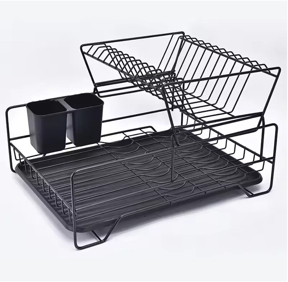 Metal Dish Drain Rack Basket Double-layer