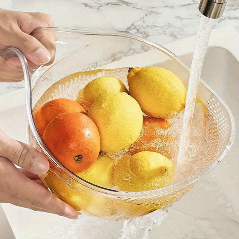 Clear Plastic Rice Washing Bowl with Drainage Holes