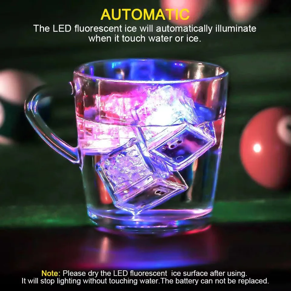 12 Pack Rainbow Flashing LED Ice Cubes