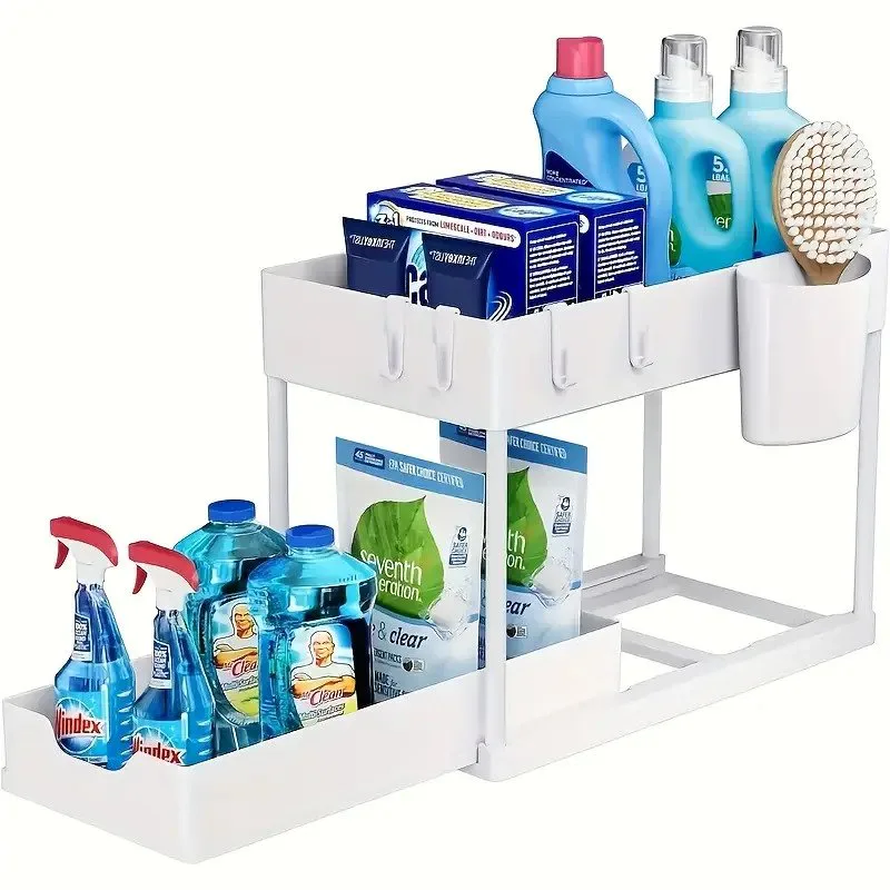 Maximize Space with 2-Tier Pull-Out Storage Organizer
