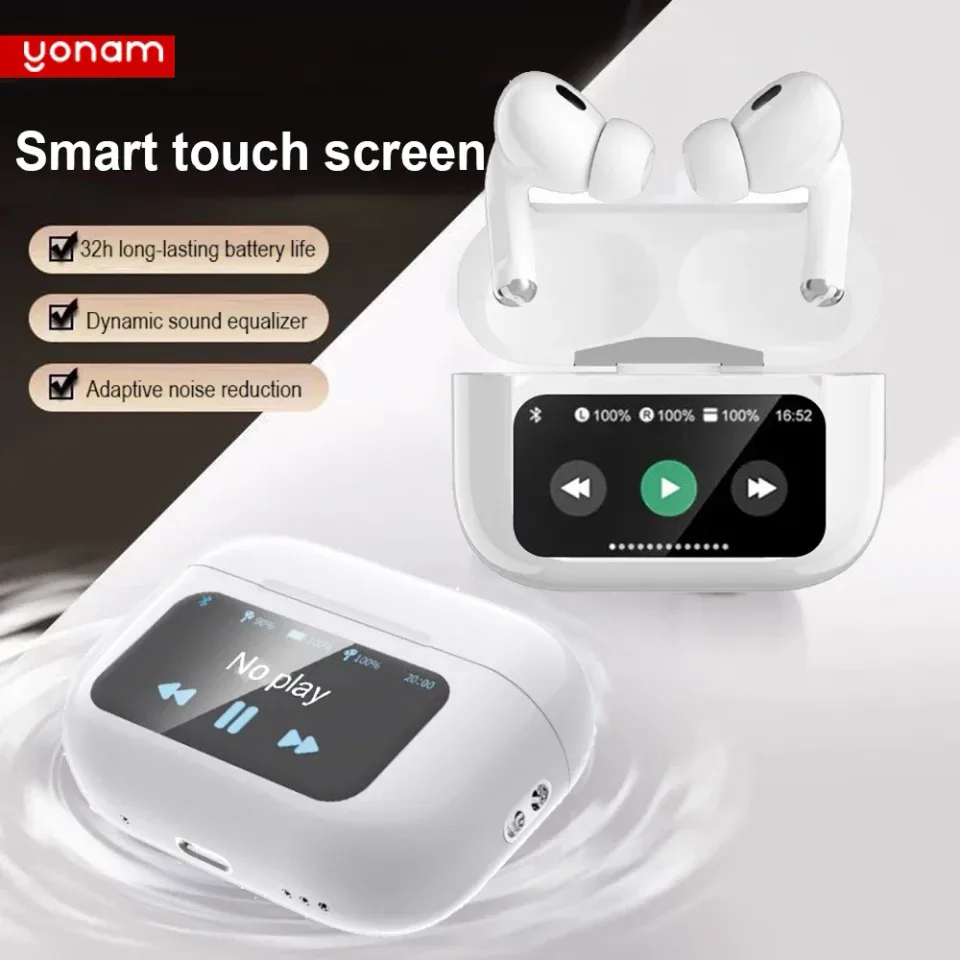 Smart Headphones with LCD Touch Screen Charging Box