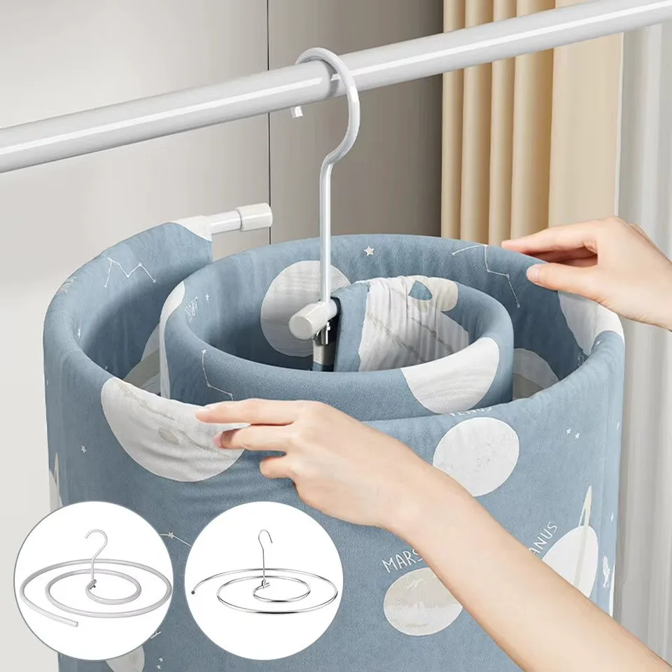 Round Spiral Quilt Sheets Hanger – Space-Saving Rotating Rack